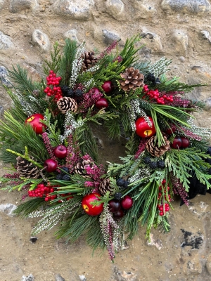 Woodland Faux Fruit Christmas Door Wreath