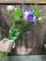 Seasonal pink and purples posy.