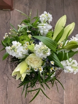 Seasonal white and green posy.